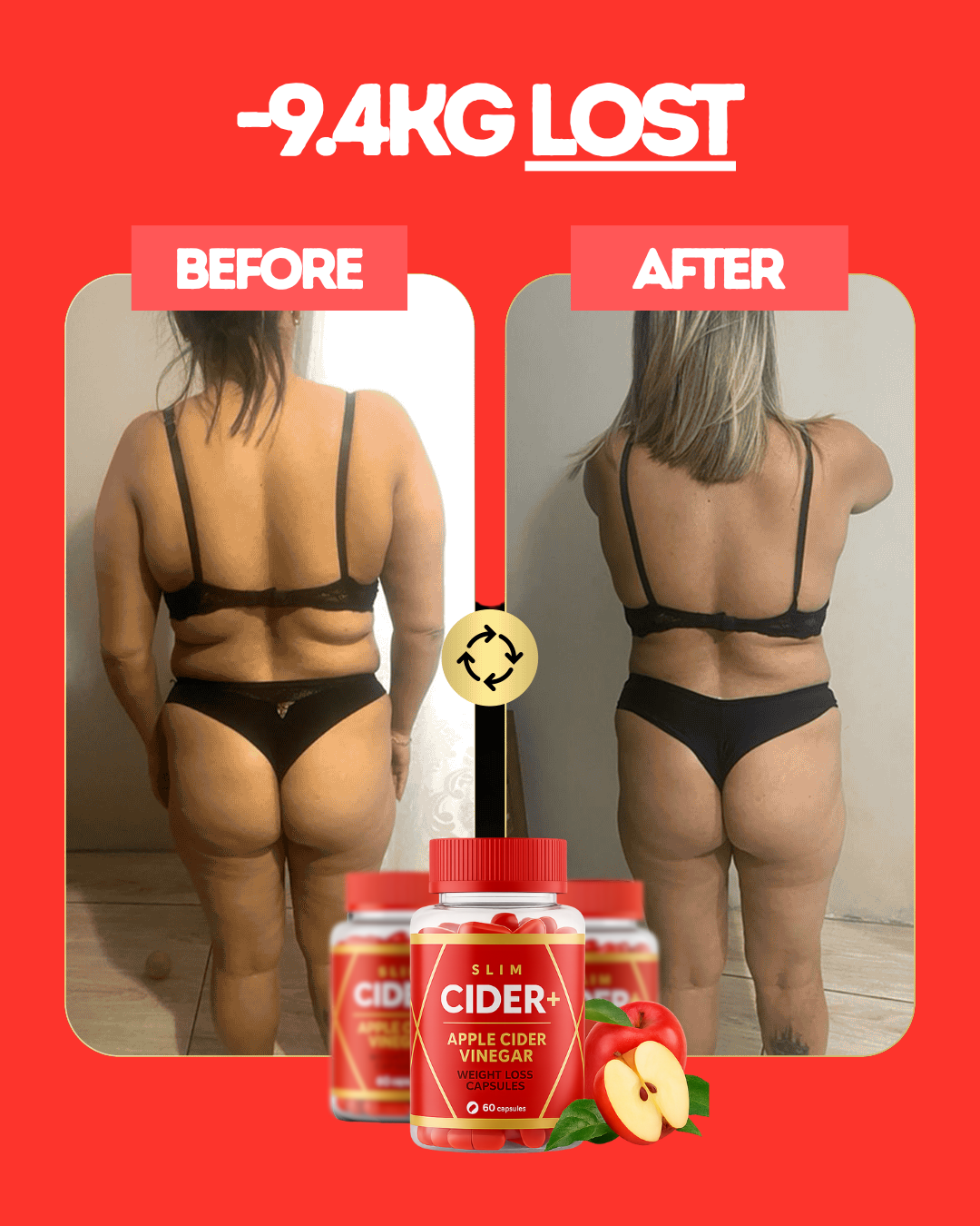 Woman lost 9.4kg with SlimCider+